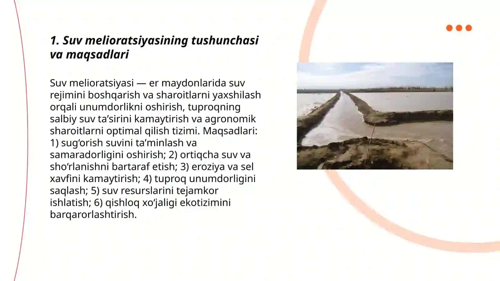 Suv melioratsiyasining tabiiy va texnik asoslari 3