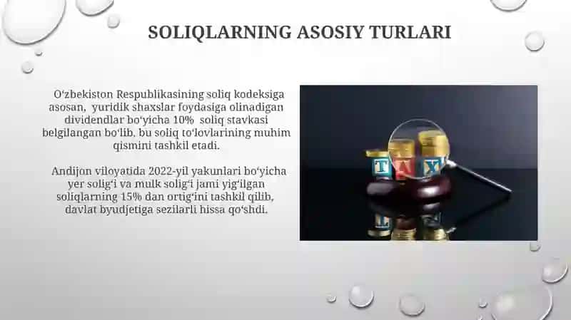 Yuridik shaxslardan undiriladigan soliqlar va yig'imlar tarkibi 3