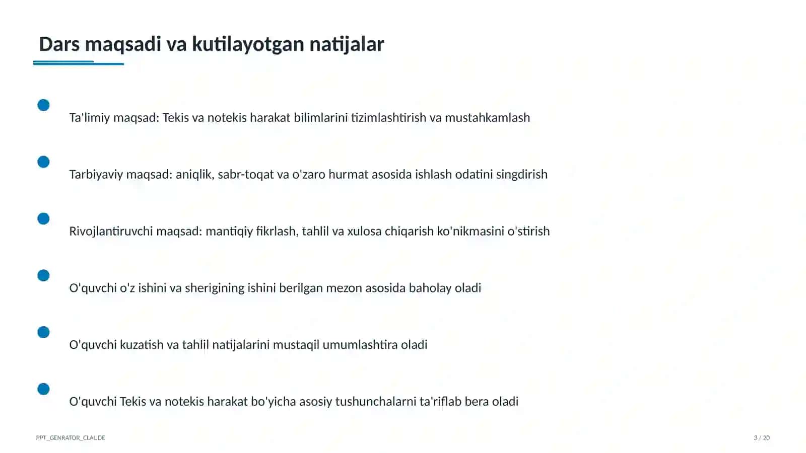 Tekis va notekis harakat (7-sinf) 3