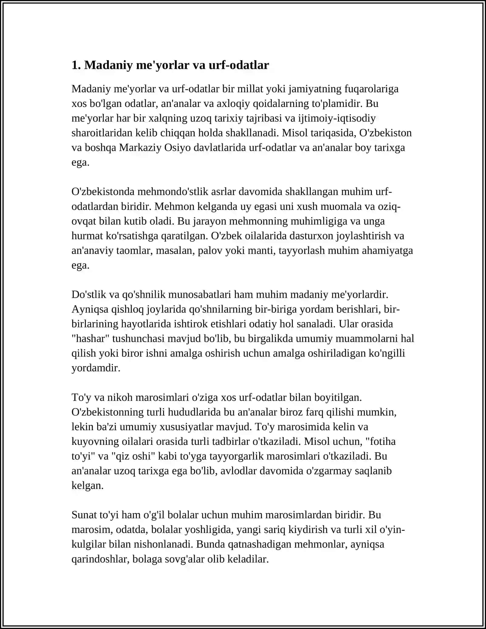 DUNYO XALQLARI MADANIYATIDAGI UMUMIYLIK VA FARQLAR MAVZUSIDA 3