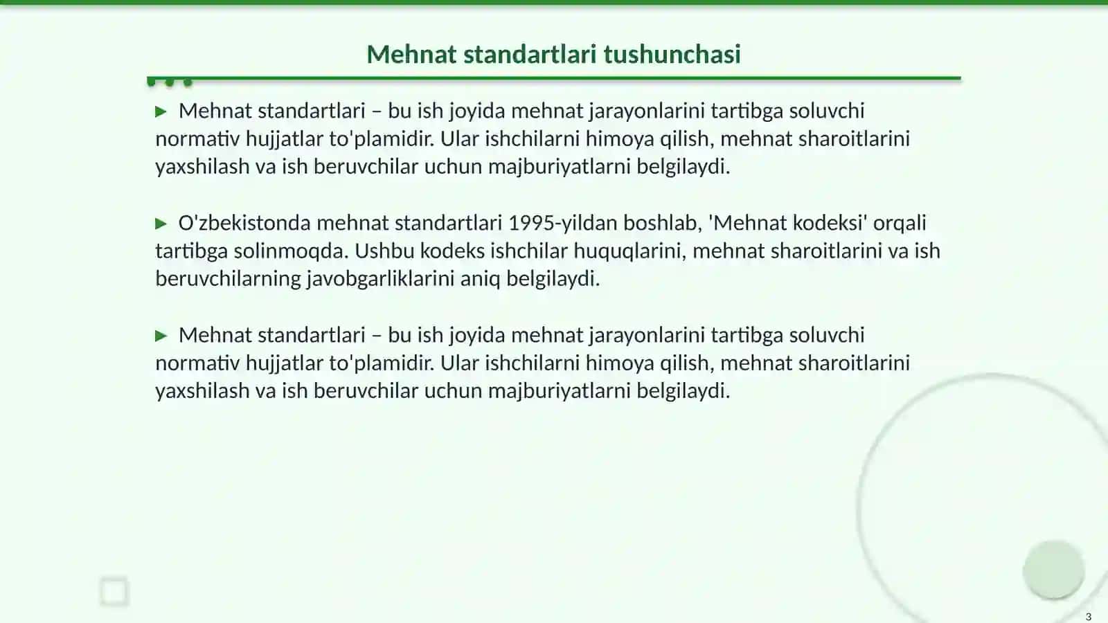 Mehnat standartlari va standartlari tizimi, umumiy xususiyatlari va tasnifi 3