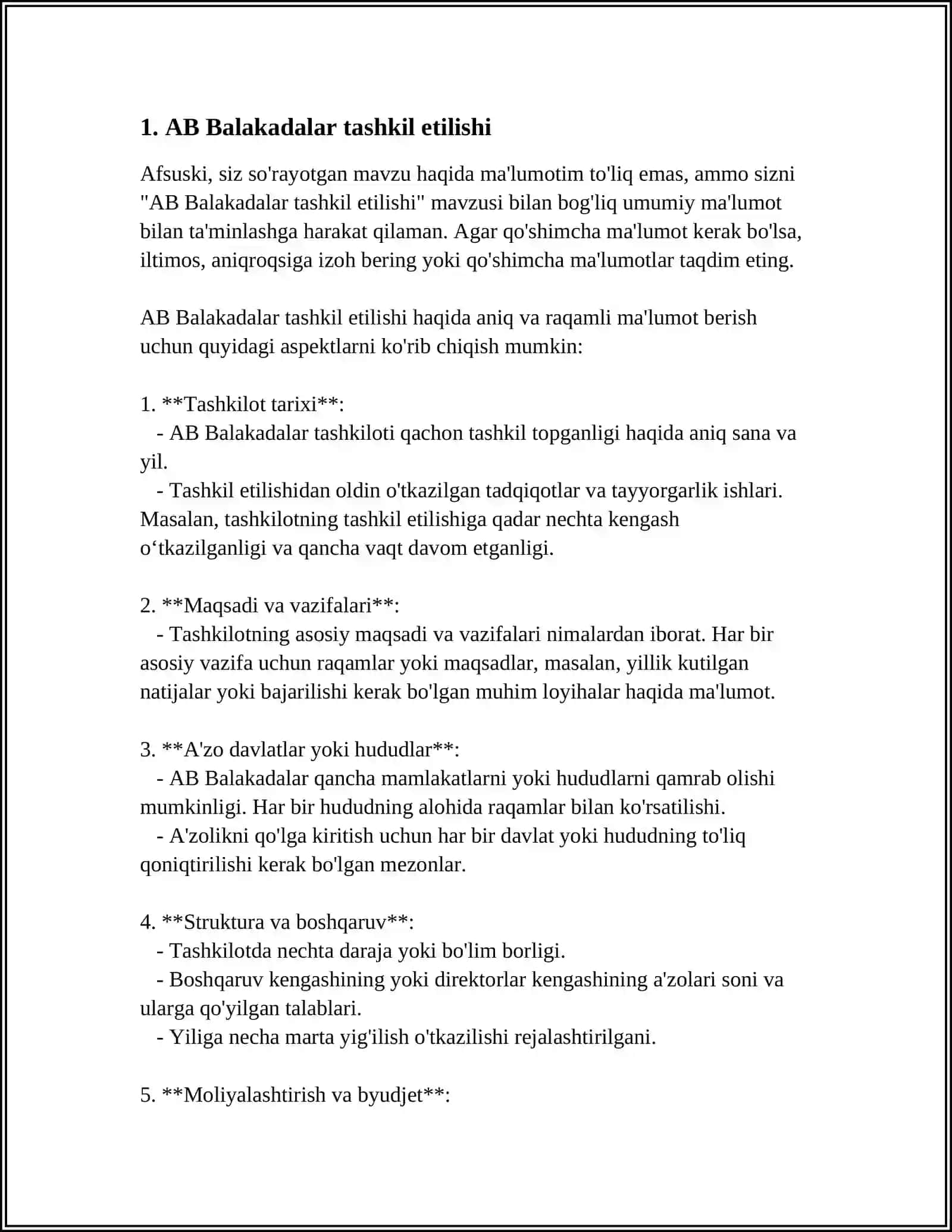 MUSTAQIL ISH Mavzu: AB BALAKADALAR 3