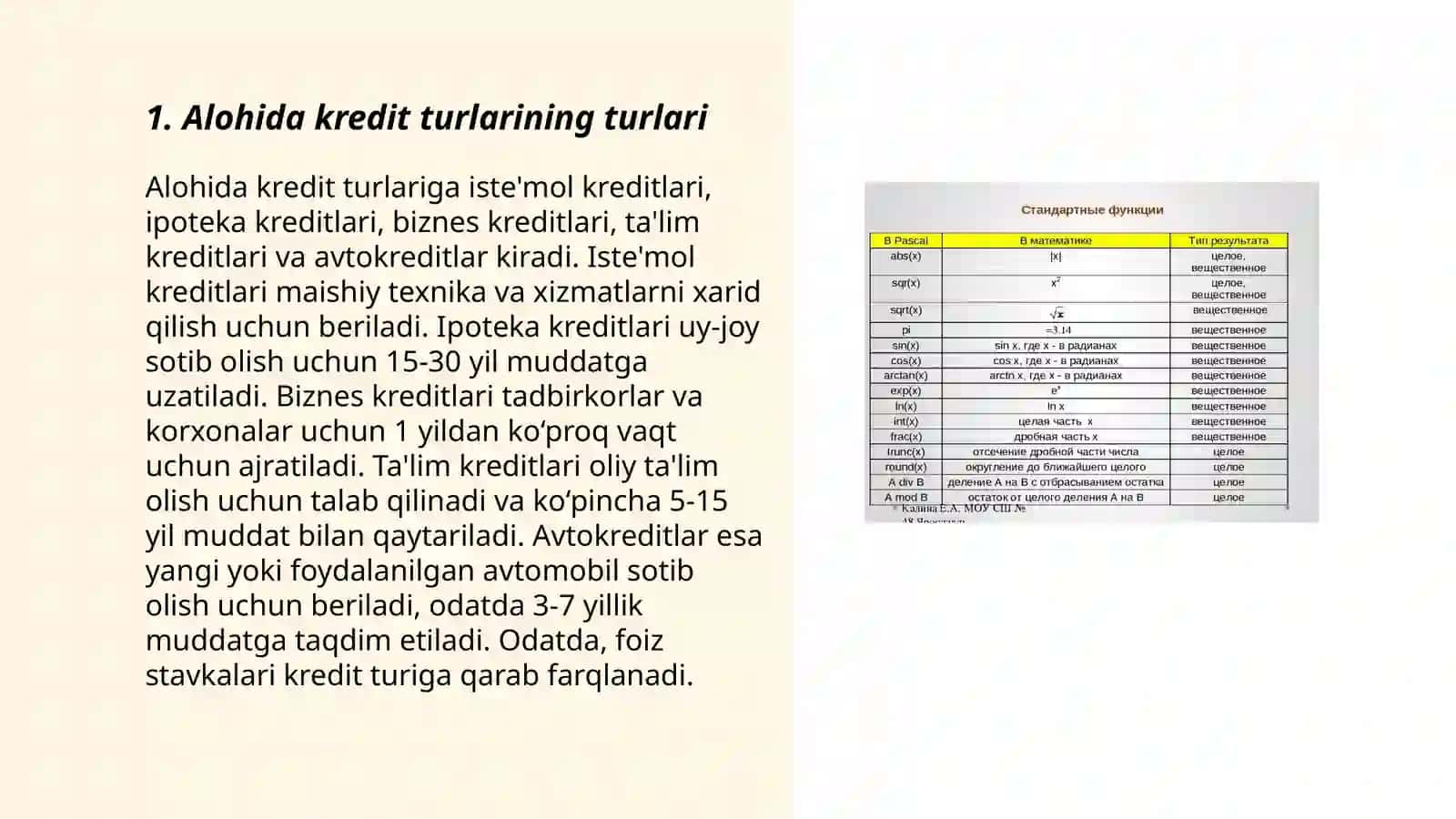 Alohida kiridit turlari va usullarni takomillashtirish 3