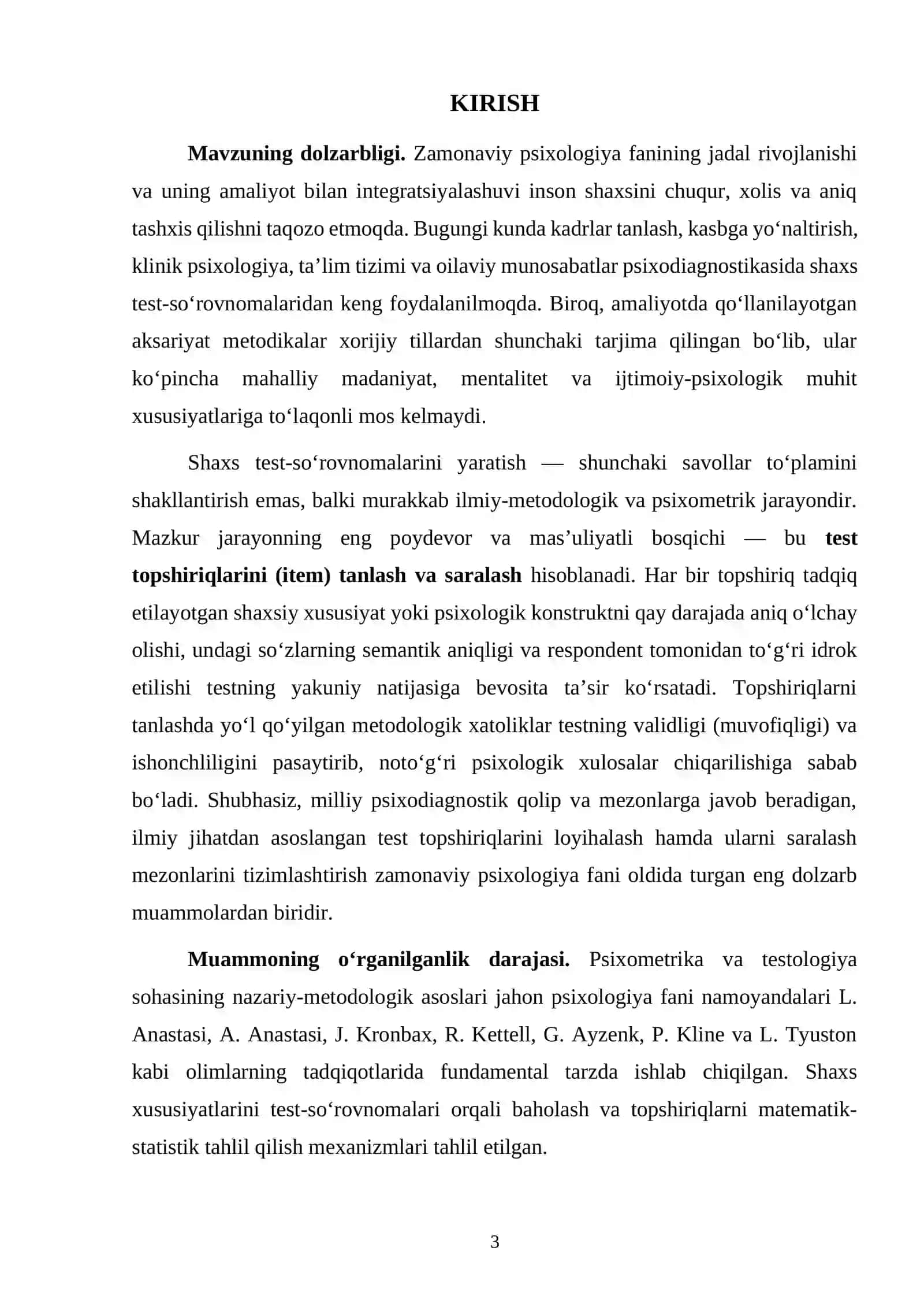 Shaxs test-so’rovnomalarini yaratishda topshiriqni tanlash mavzusidagi kurs ishi 3
