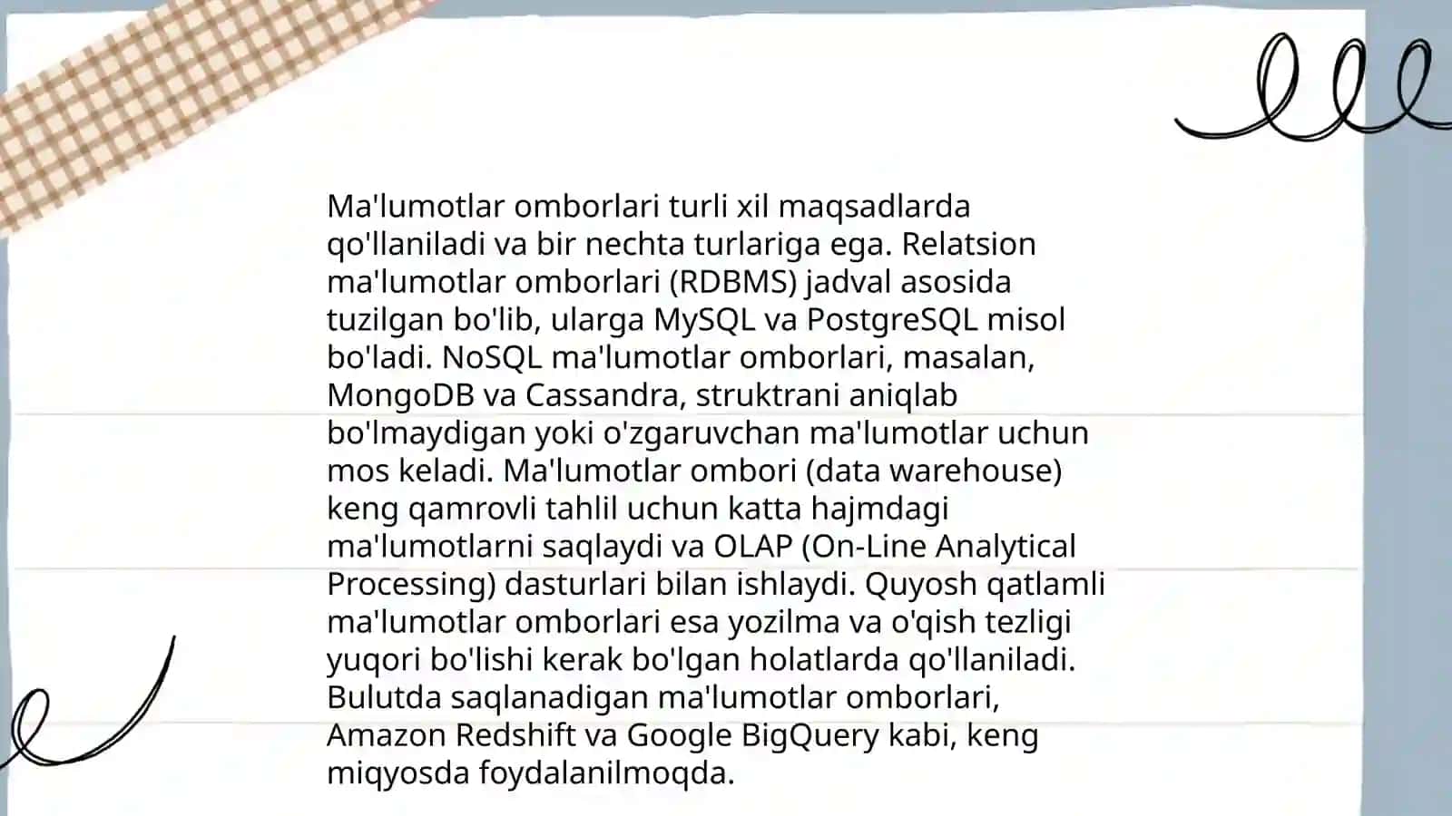 Ma'lumotlar ombori turlari 3