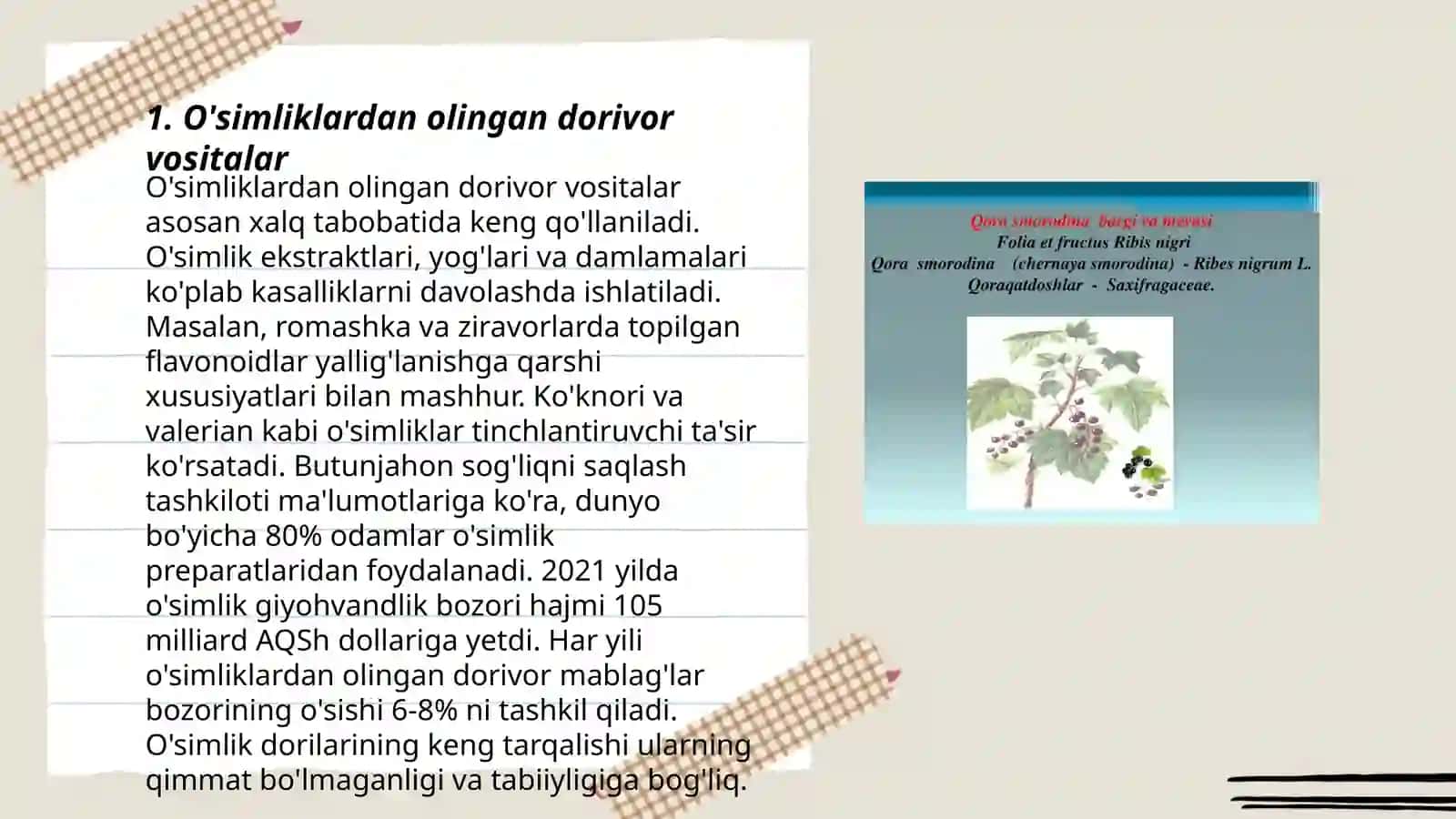 DORIVOR VOSITALARI NOMLANISH O'SIMLIK VA HAYVONLARDAN OLINGAN DORIVOR VOSITALAR 3