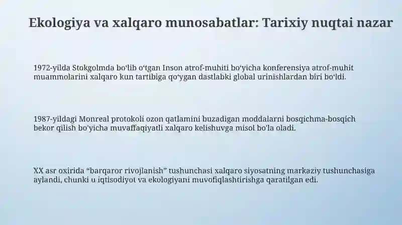 Ekologiya va xalqaro munosabatlar 3