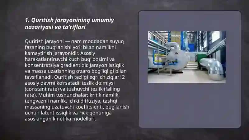 Quritish jarayonining kimyoviy-fizik asoslari va quritgich apparatlari 3