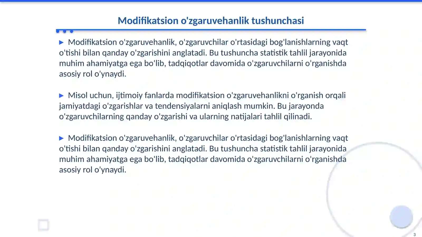 Modifikatsion o'zgaruvehanlikni statistik usulda o'rganishga oid masala va mashqlar tuzish hamda yechish metodikasi 3