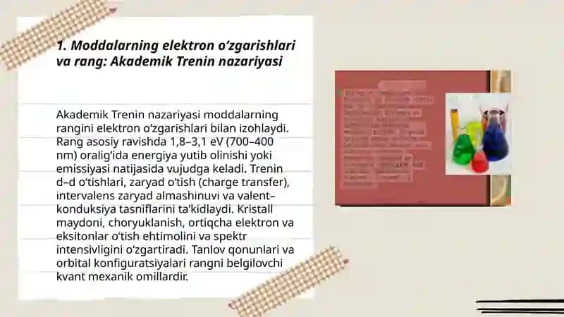 Moddalarning turli ranglarga eca bolish sabablari. Akademik Trenin ishlari 3