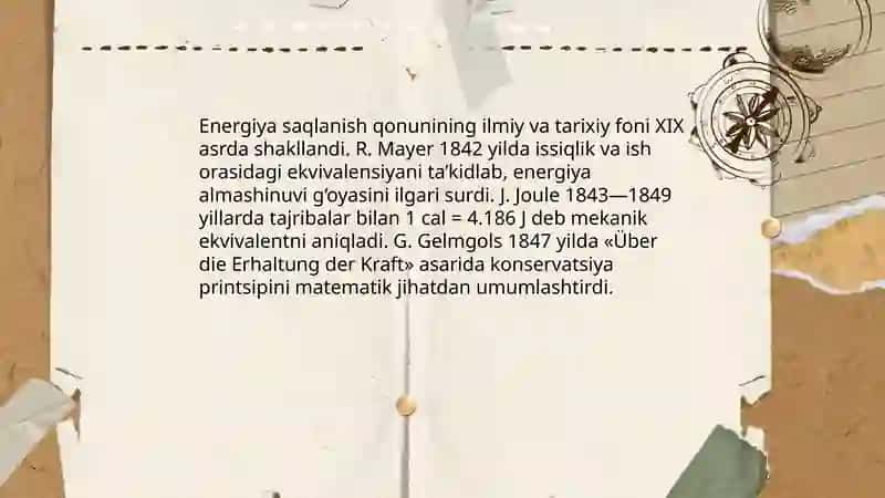 Energiya saqlanish qonunining yuzaga kelish tarixi 3