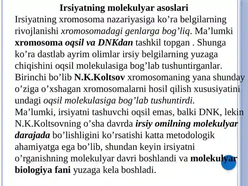 FAN:TIBBIY BIOLOGIYA.UMUMIY GENETIKA3-MA’RUZA MASHG’ULOTI 3