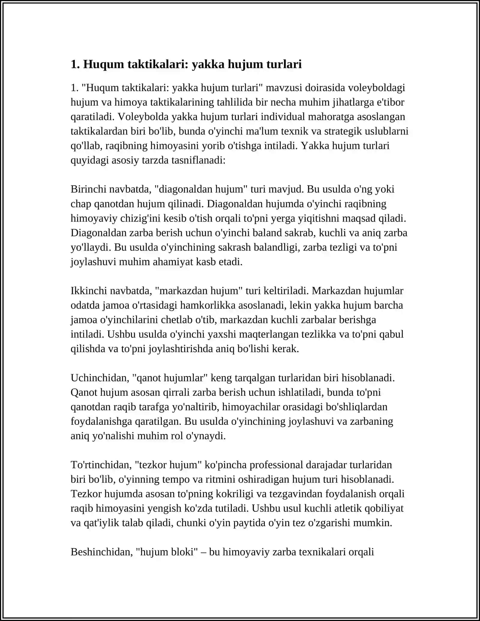 VOLEYBOL HUJUMI VA HIMOYA TAKTIKALARINING TASNIFI 3