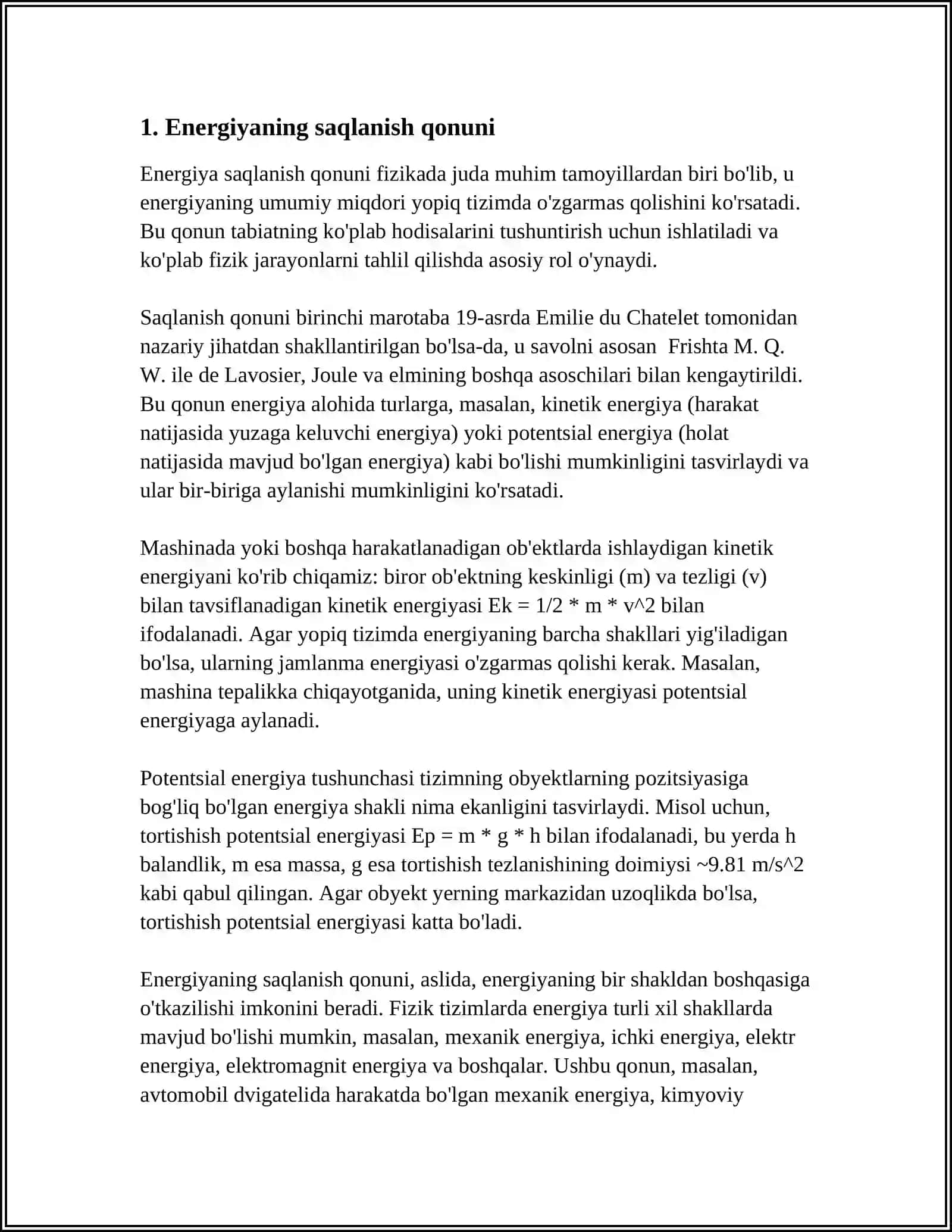 MUSTAQIL ISH Mavzu: TERMODINAMIKA QONUNLARI 3