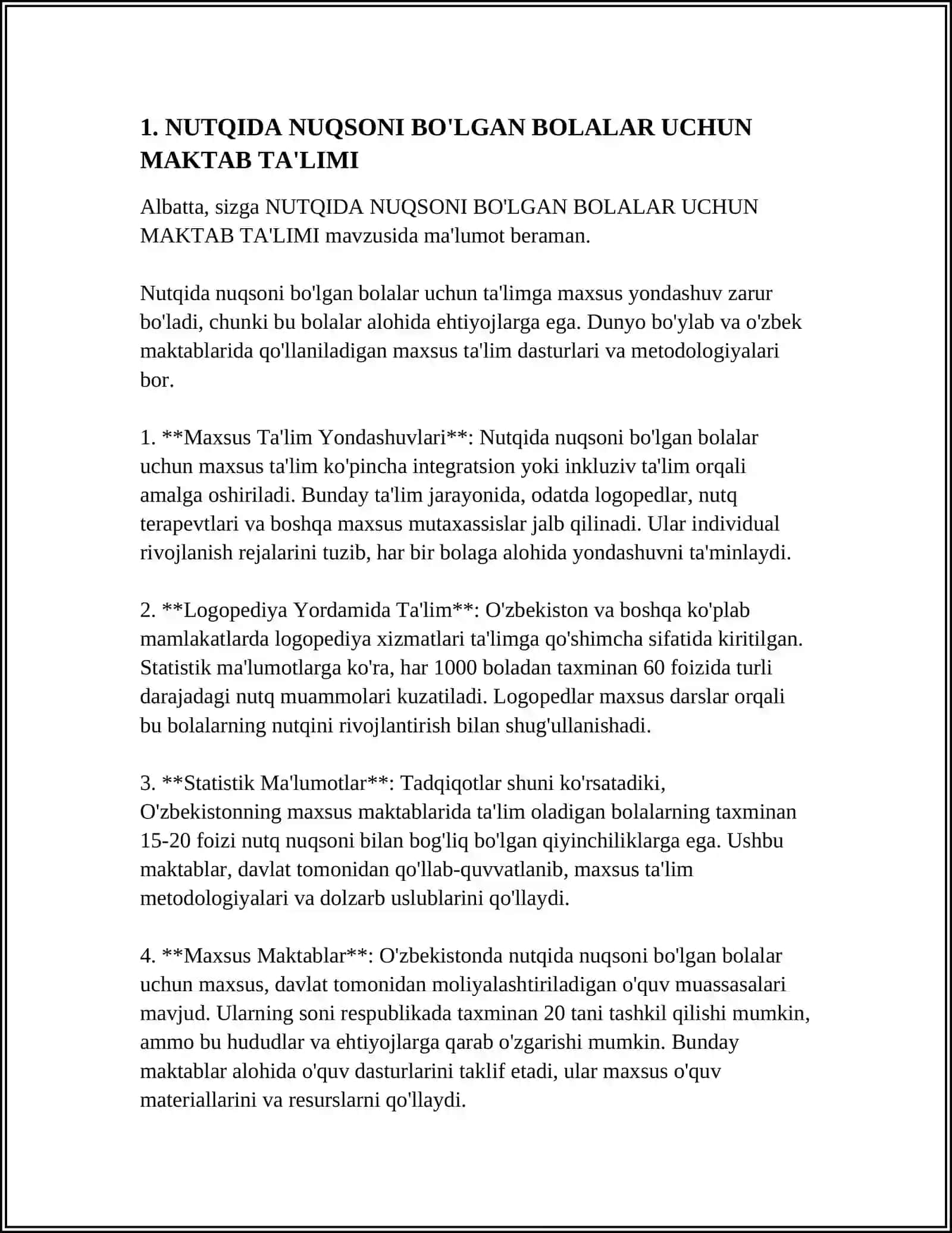 NUTQIDA NUQSONI BO'LGAN MAKTAB TA LIMIGA TAYYORLIGINI EKSPERIMENTAL TEKSHIRISH VA TAHLIL ETISH. STEAM TA LIM TEXNOLOGIYASINI MAKTABGACHA TALIMDA QOLLASH BO`YICHA XORIJIY TAJRIBA INTEGRATSION MASHG ULOTLARNI TASHKIL ETISH 3