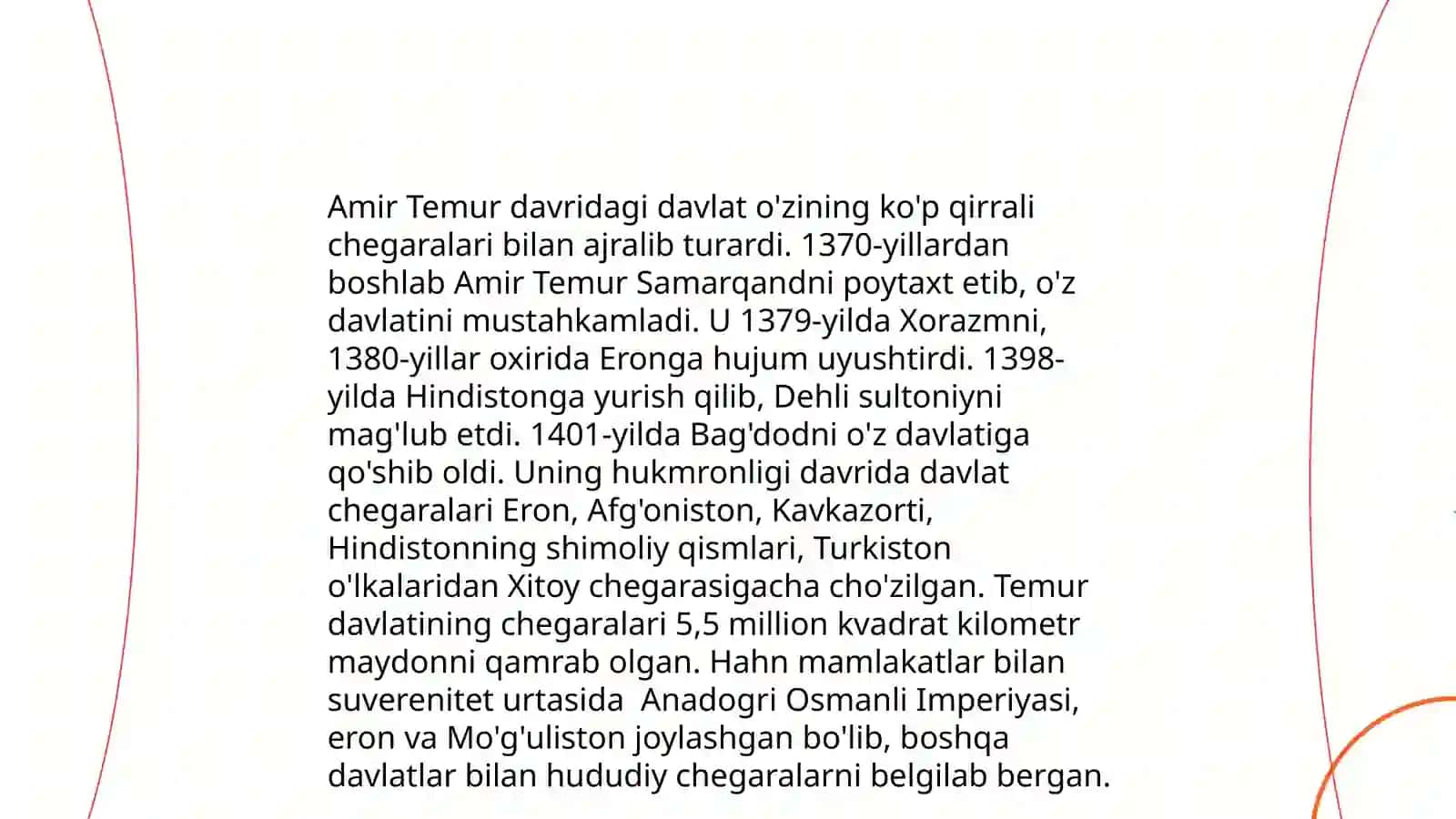 Amir Temur davridagi davlat chegaralari 3