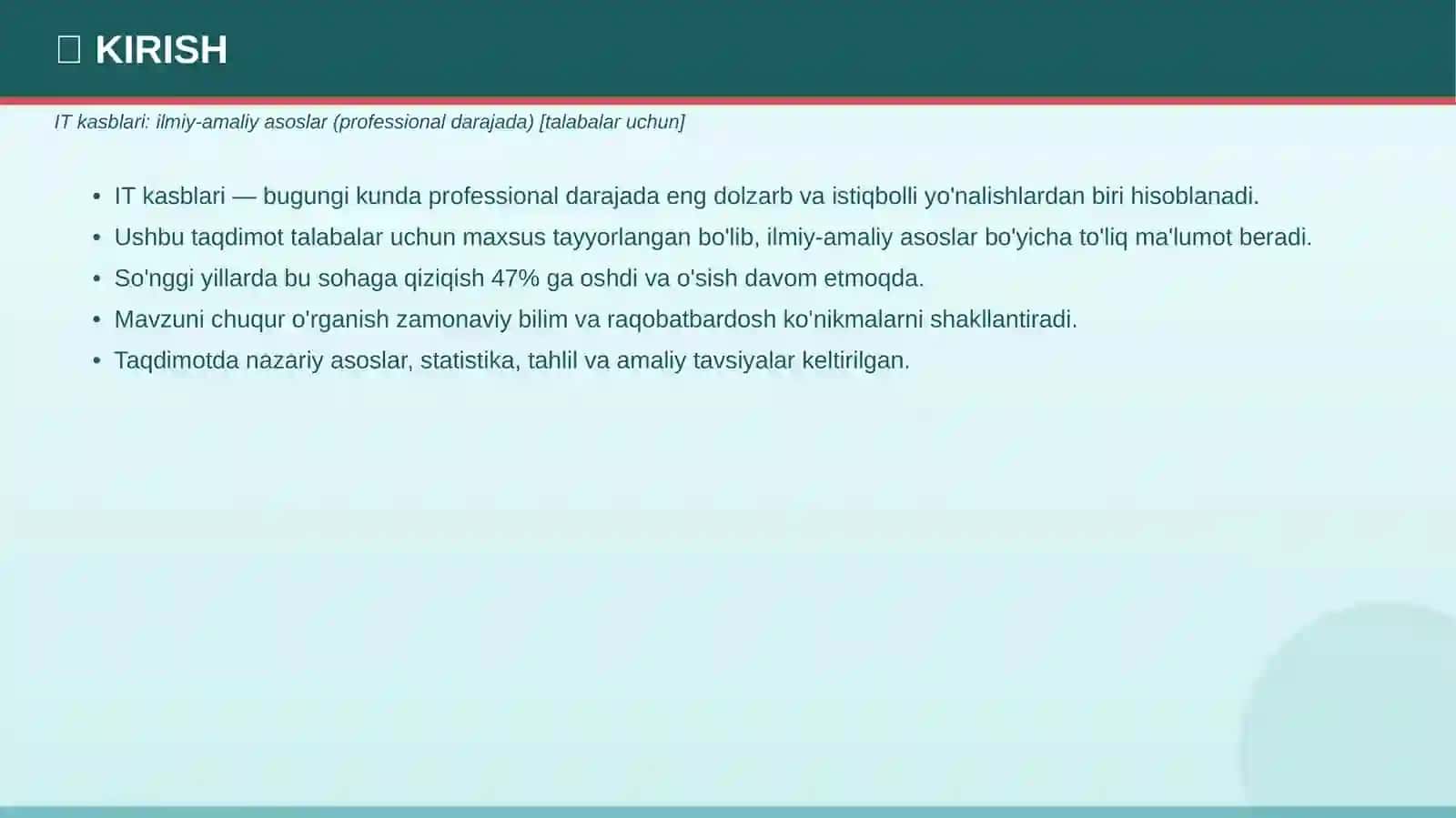 IT Kasblari: Ilmiy-Amaliy Asoslar 3