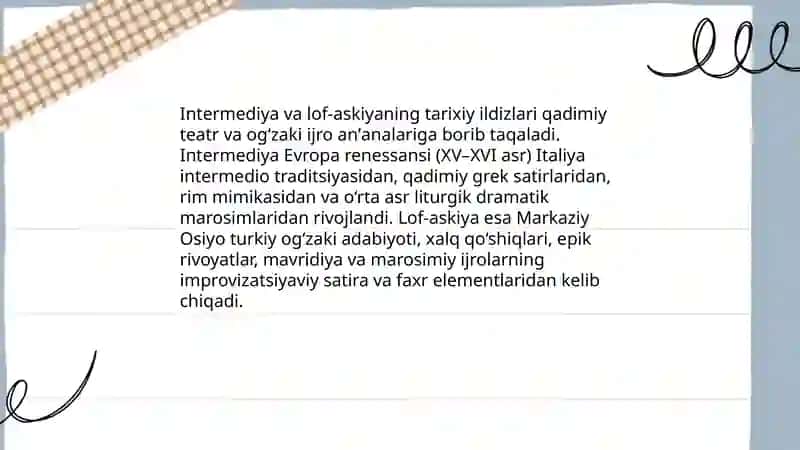 Intermediyalarni lof va askiyalarni ijro qilish 3