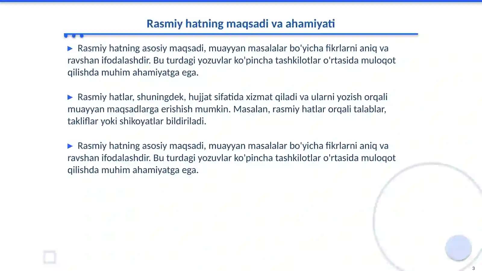 Mavzu Rasmiy hat 3