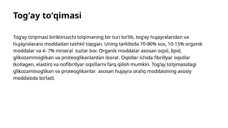 Suyak toʻqimasi va togʻay toʻqimasi. 3