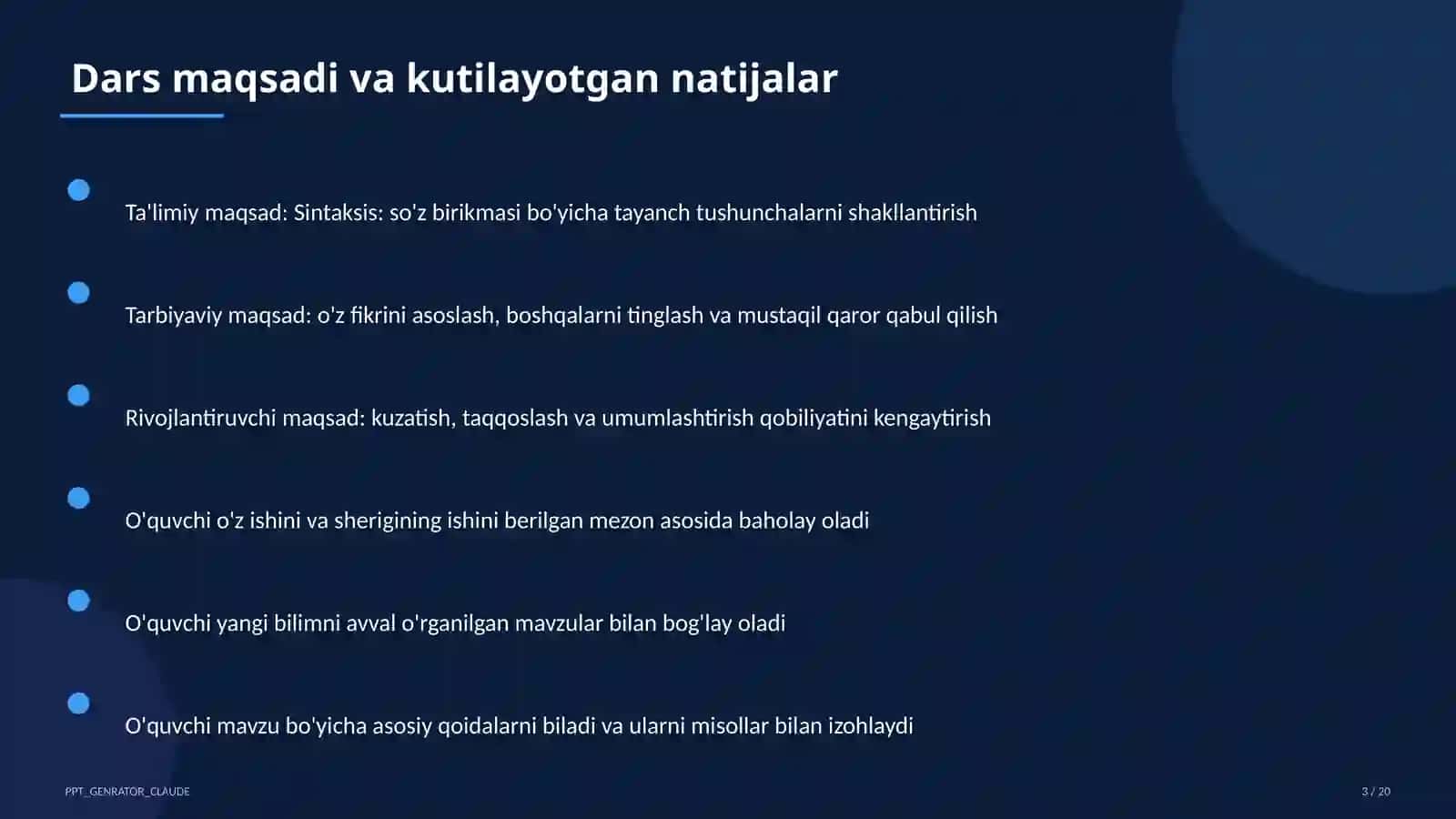 Ona tili (5-11) - takrorlash darsi 3