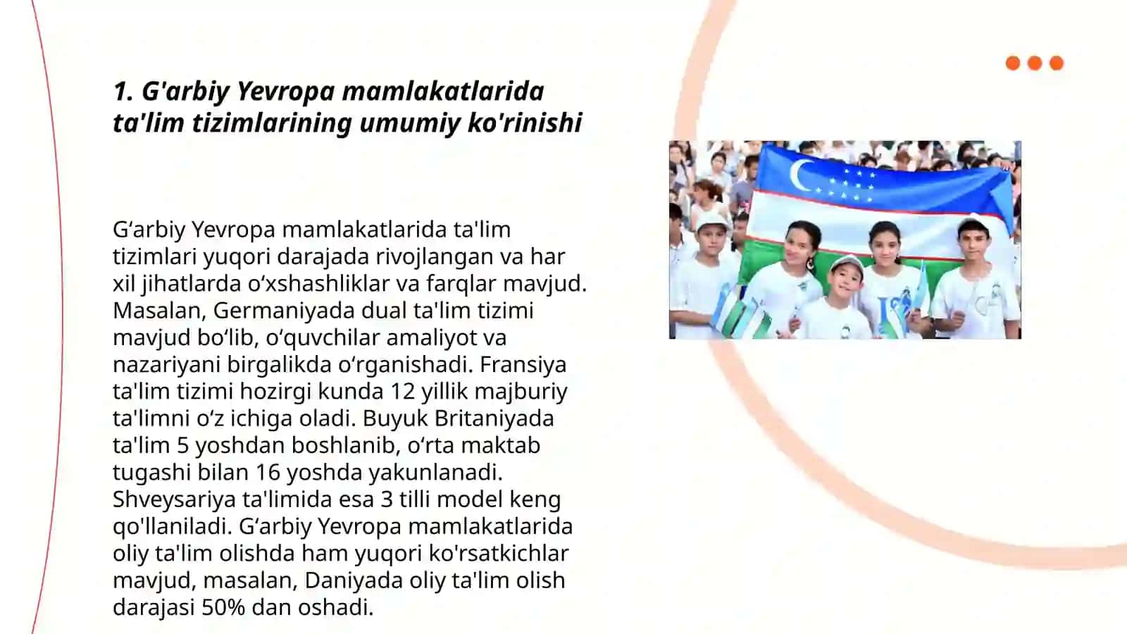 G'arbiy Yevropa mamlakatlarida ta'lim-tarbiya Shoimova Aziza 3