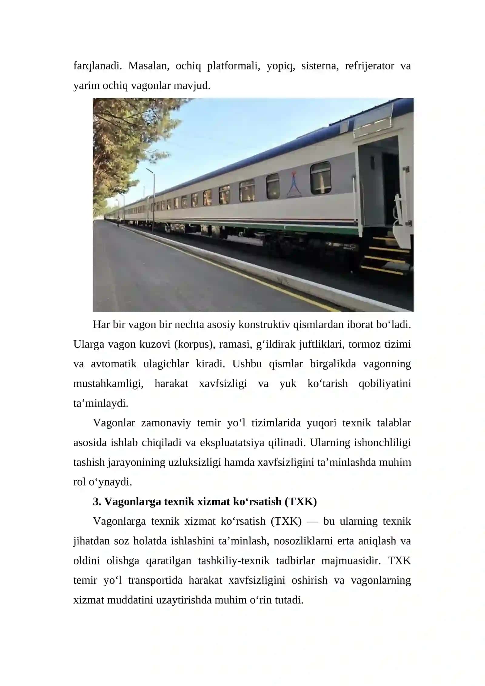 Vagonlarga texnik xizmat ko‘rsatish va ularni ta’mirlash 3