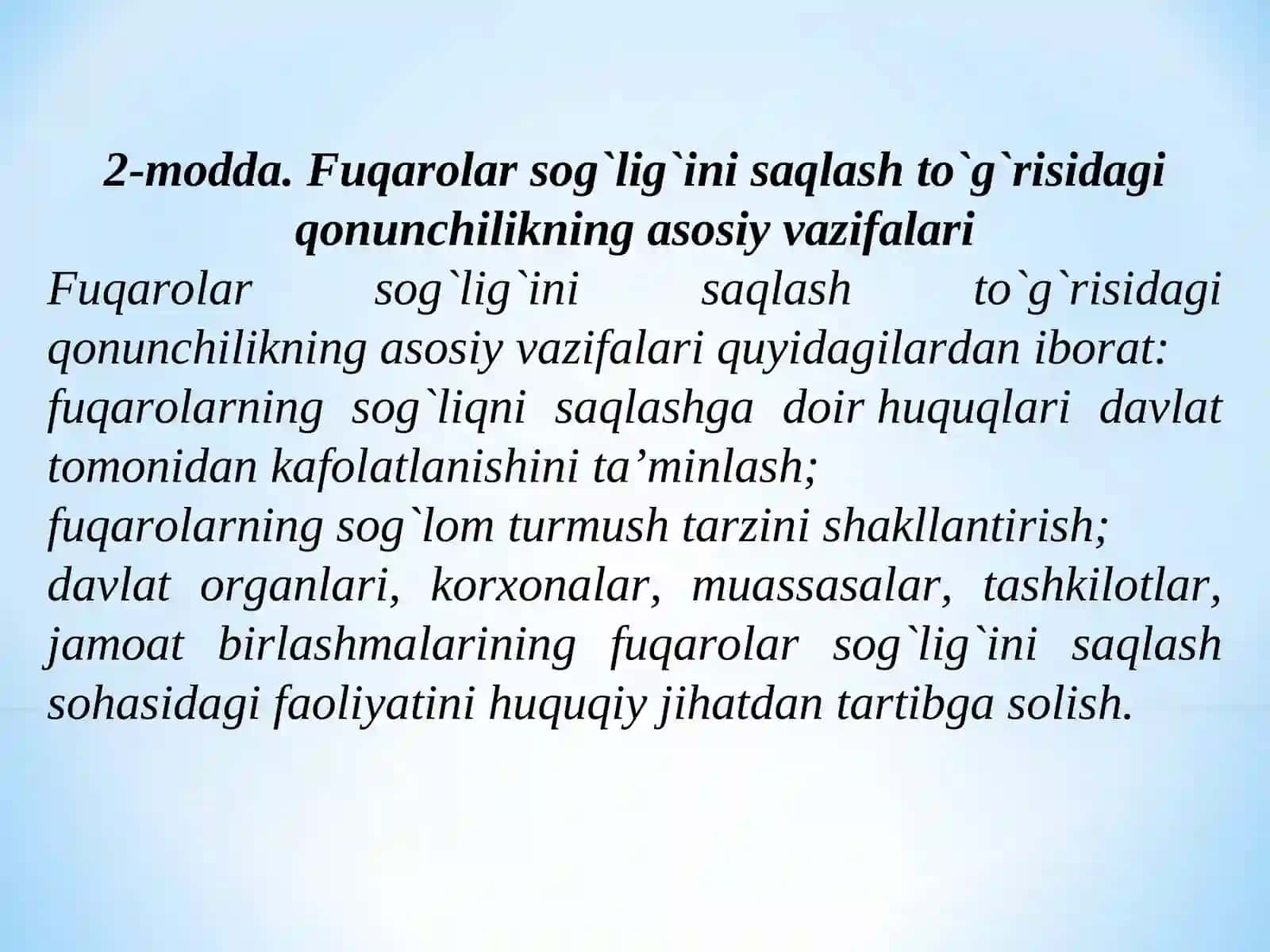 Fuqarolar sog'lig'ini saqlash to'g'risidagi qonuni 3