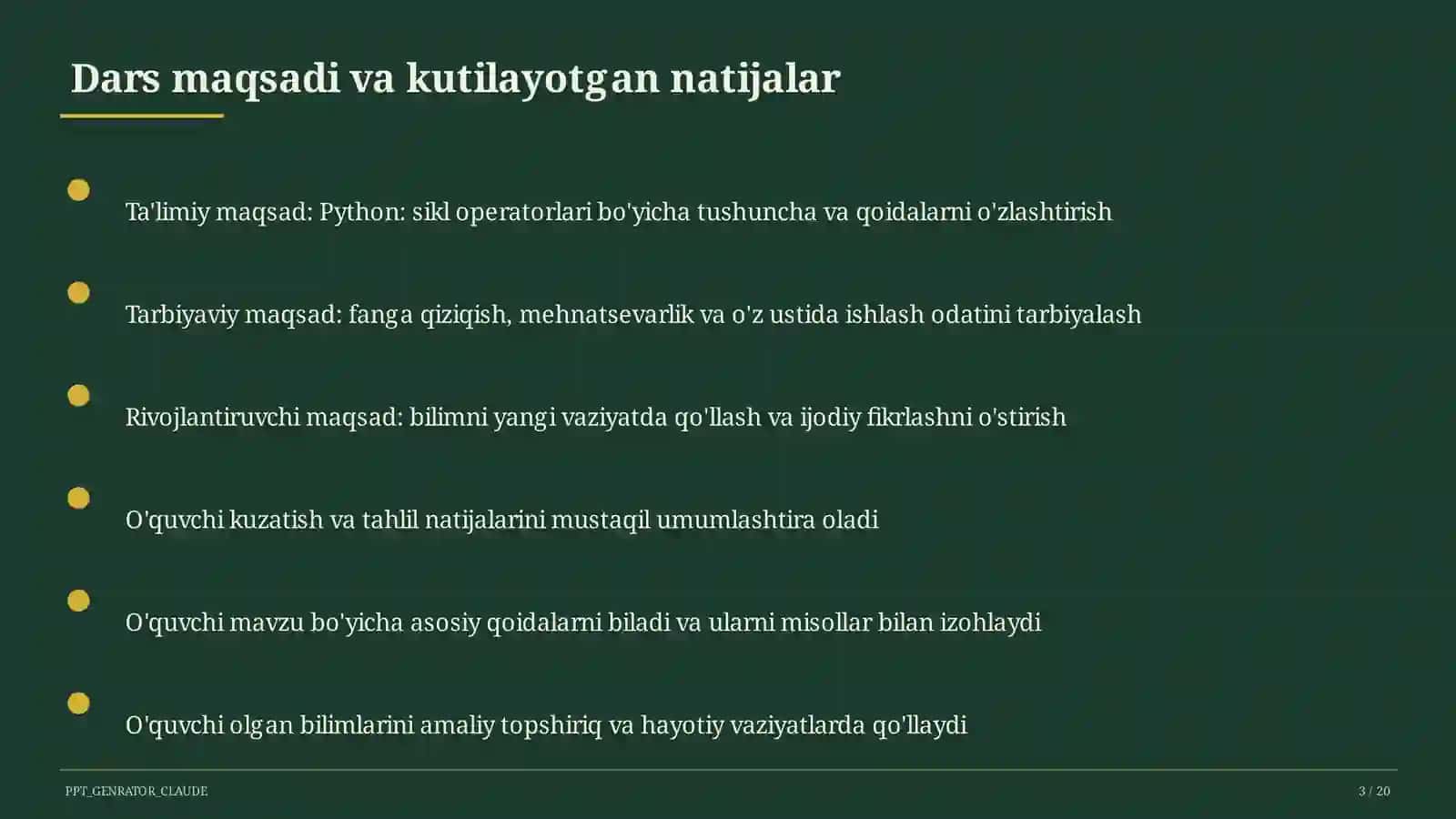 Python: sikl operatorlari (8-sinf) 3