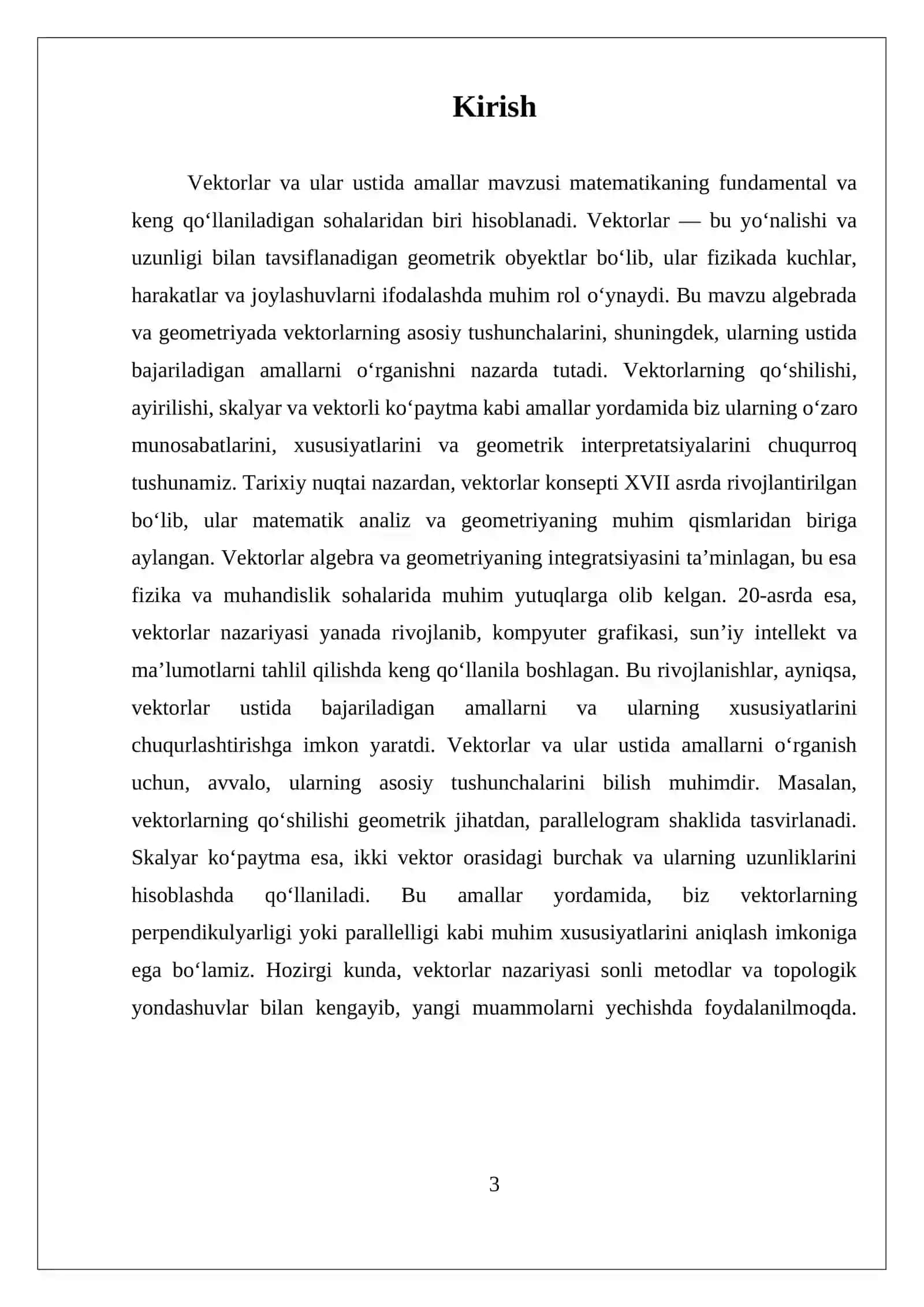 Vektorlarning skalyar koʻpaytmasi va uning xossalari. Misollar 3