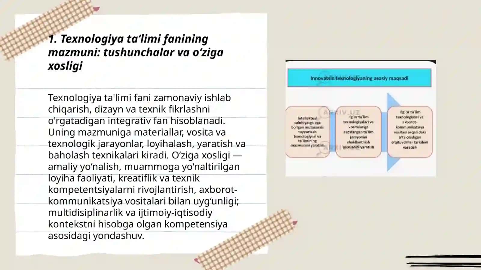 Texnologiya ta‘limi fanining mazmuni, maqsadi va vazifalari 3