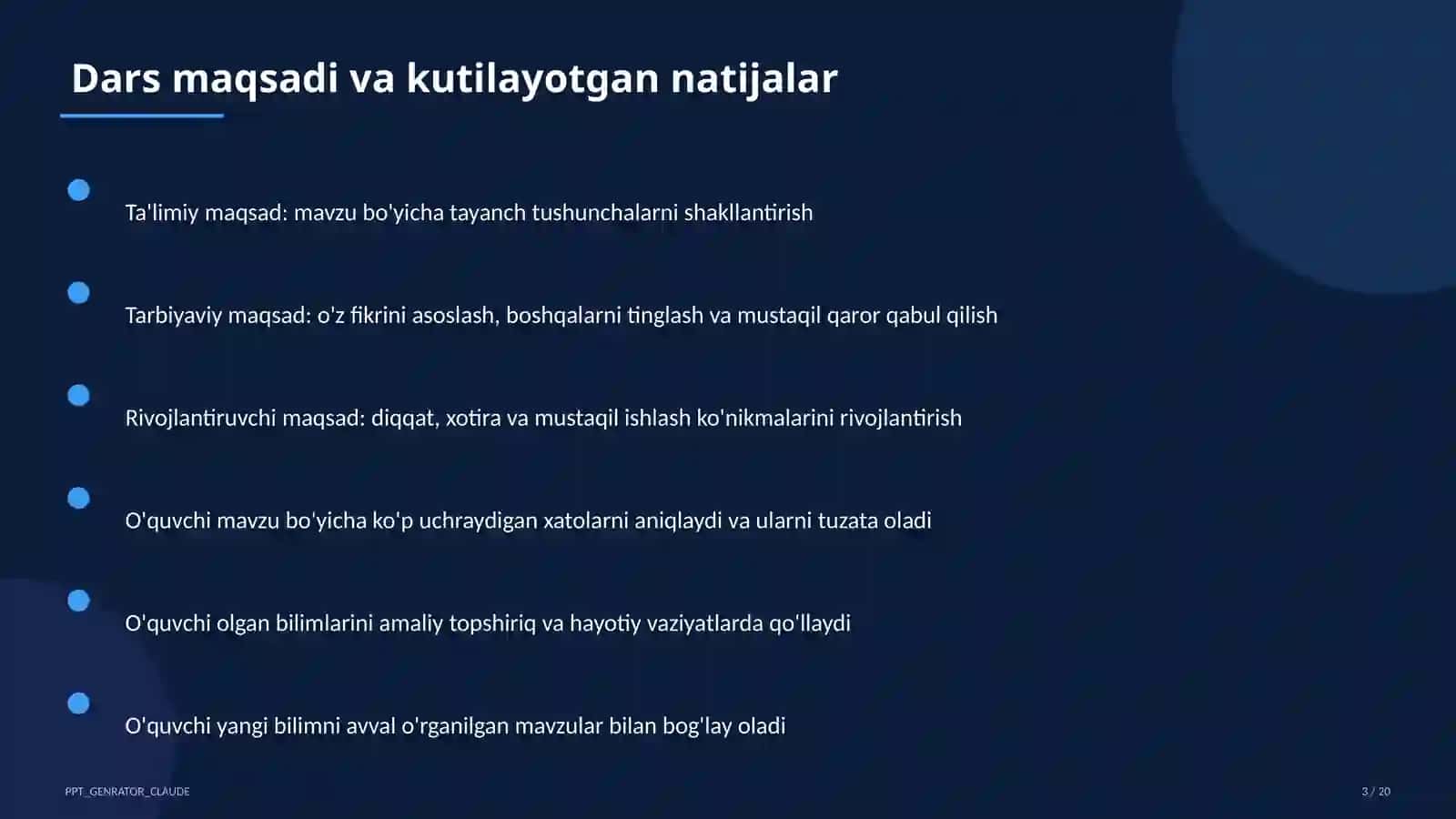 Sinf soati va tarbiyaviy tadbirlar (1–11) — o'qituvchilar uchun 3