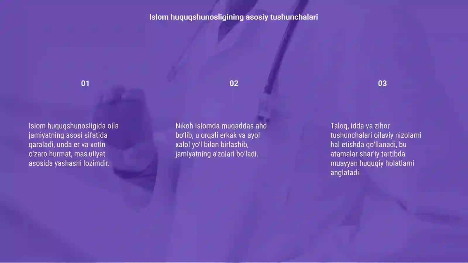 Islom huquqshunosligida oila, nikoh, taloq, idda, zihot tushunchalarini ta'riflash 3