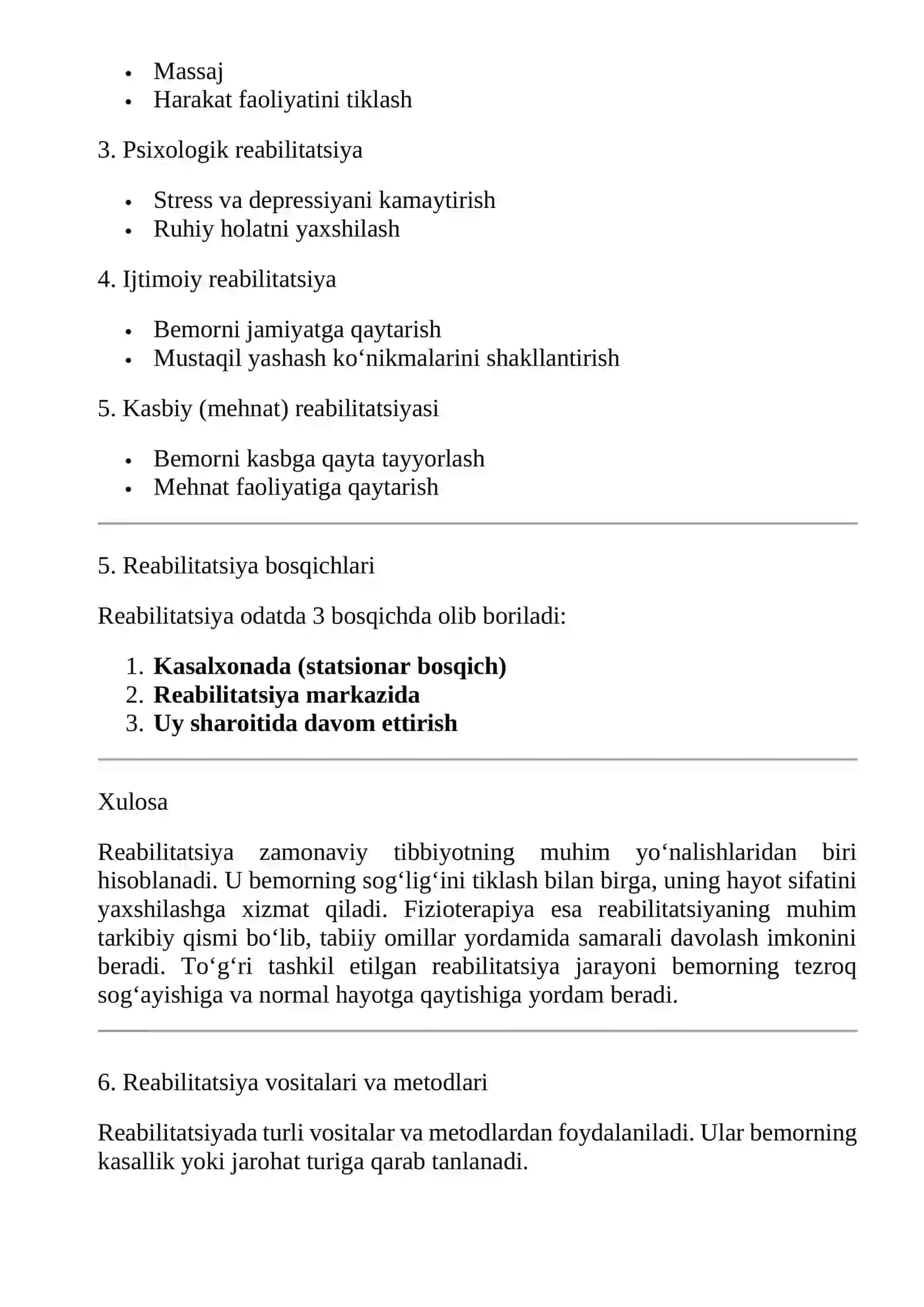 Reabilitatsiya fani, uning maqsad va vazifalari 3
