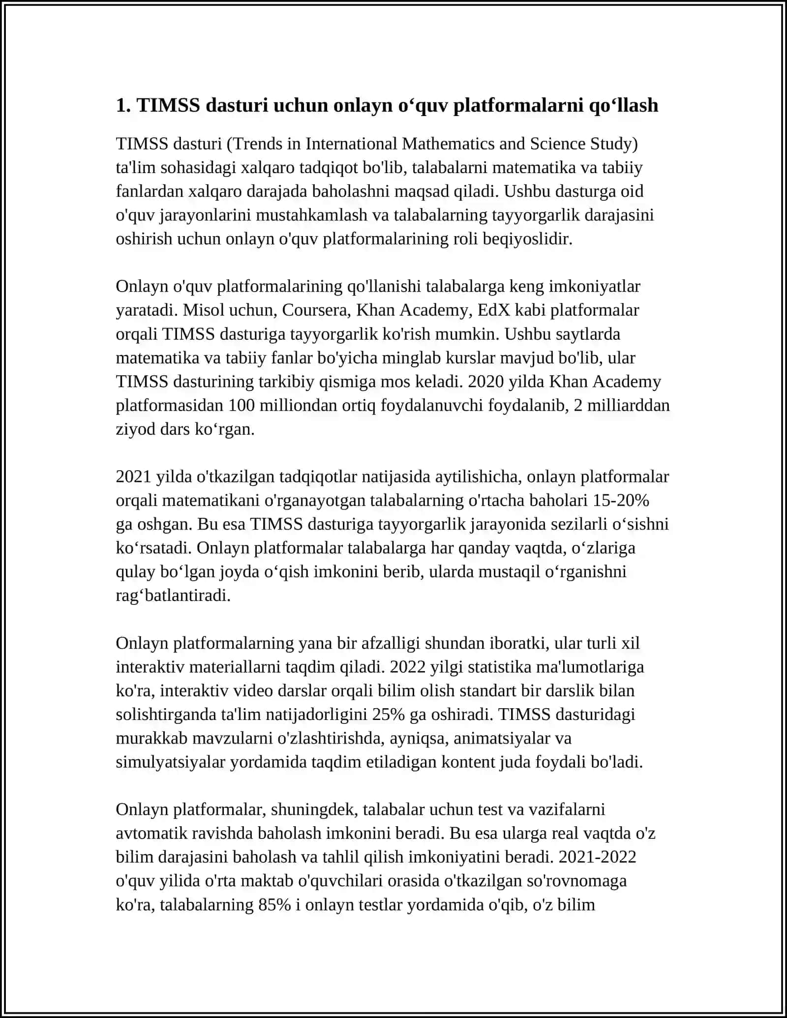 TIMSS XALQARO BAHOLASH DASTURIGA TAYYORGARLIK JARAYONIDA ZAMONAVIY AXBOROT- KOMMUNIKATSIYA TEXNOLOGIYALARINI QOʻLLASH 3