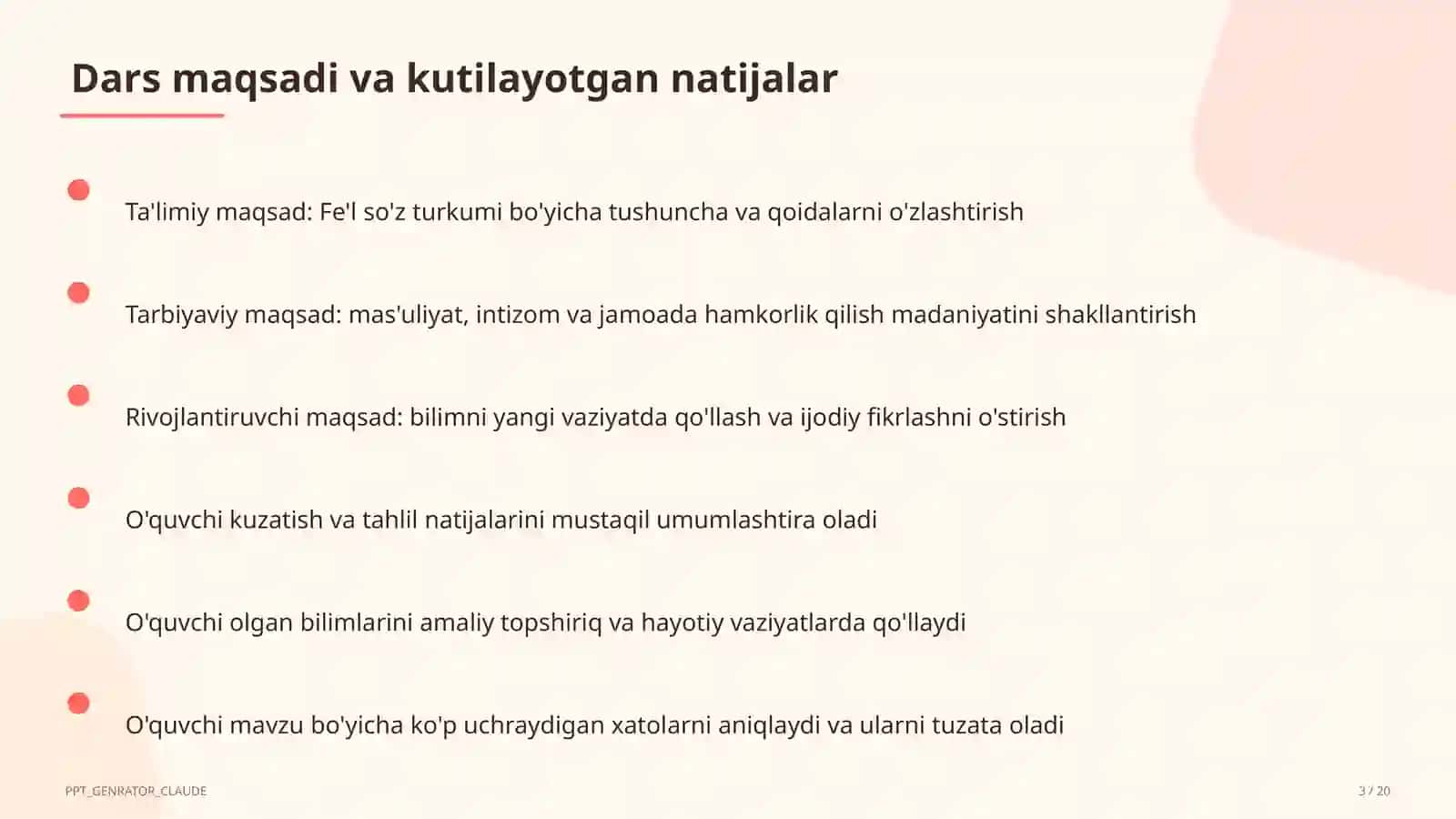 Fe'l so'z turkumi (3-sinf) 3
