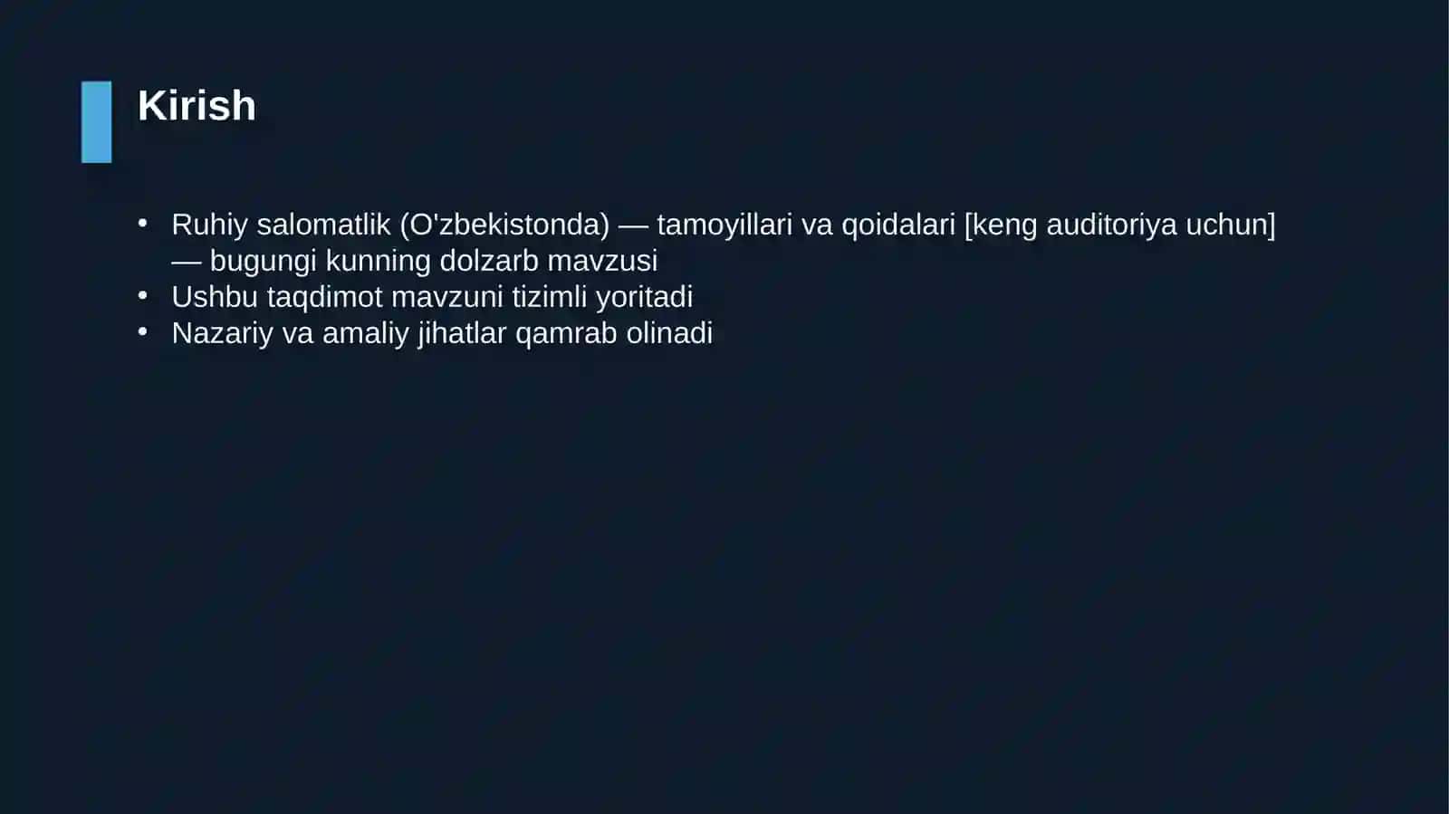 Ruhiy salomatlik (O'zbekistonda) — tamoyillari va qoidalari [keng auditoriya uchun] 3