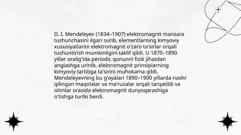 Olamning Elektro Magnit Manzarasiga Oʻtish Davri D. I. Mendeleyev Tomonidan 3