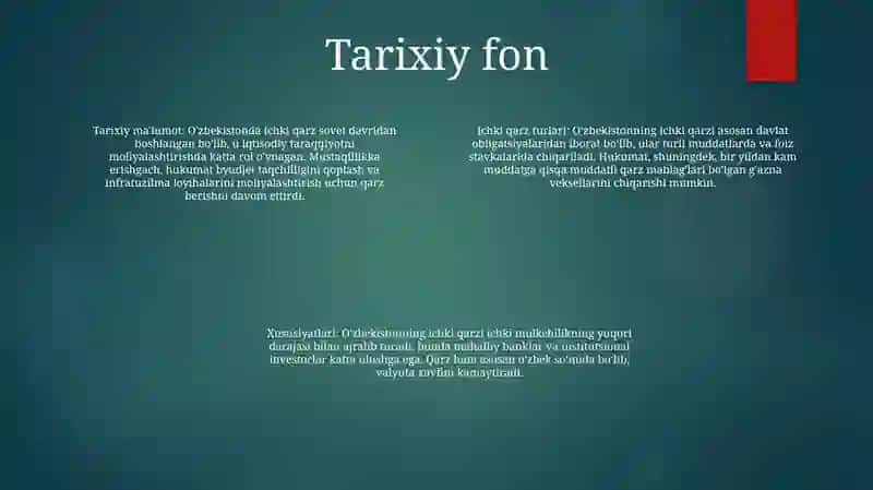 O'Zbekiston Respublikasining Ichki Qarzlari Va Uning Xususiyatlari 3