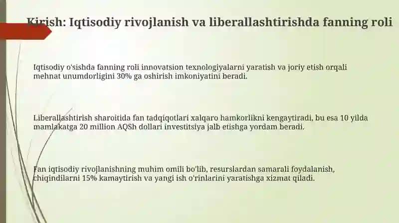 Iqtisodiyotni rivojlantirish va liberallashtirish sharoitida fanning mazmuni, maqsadi va vazifalari 3