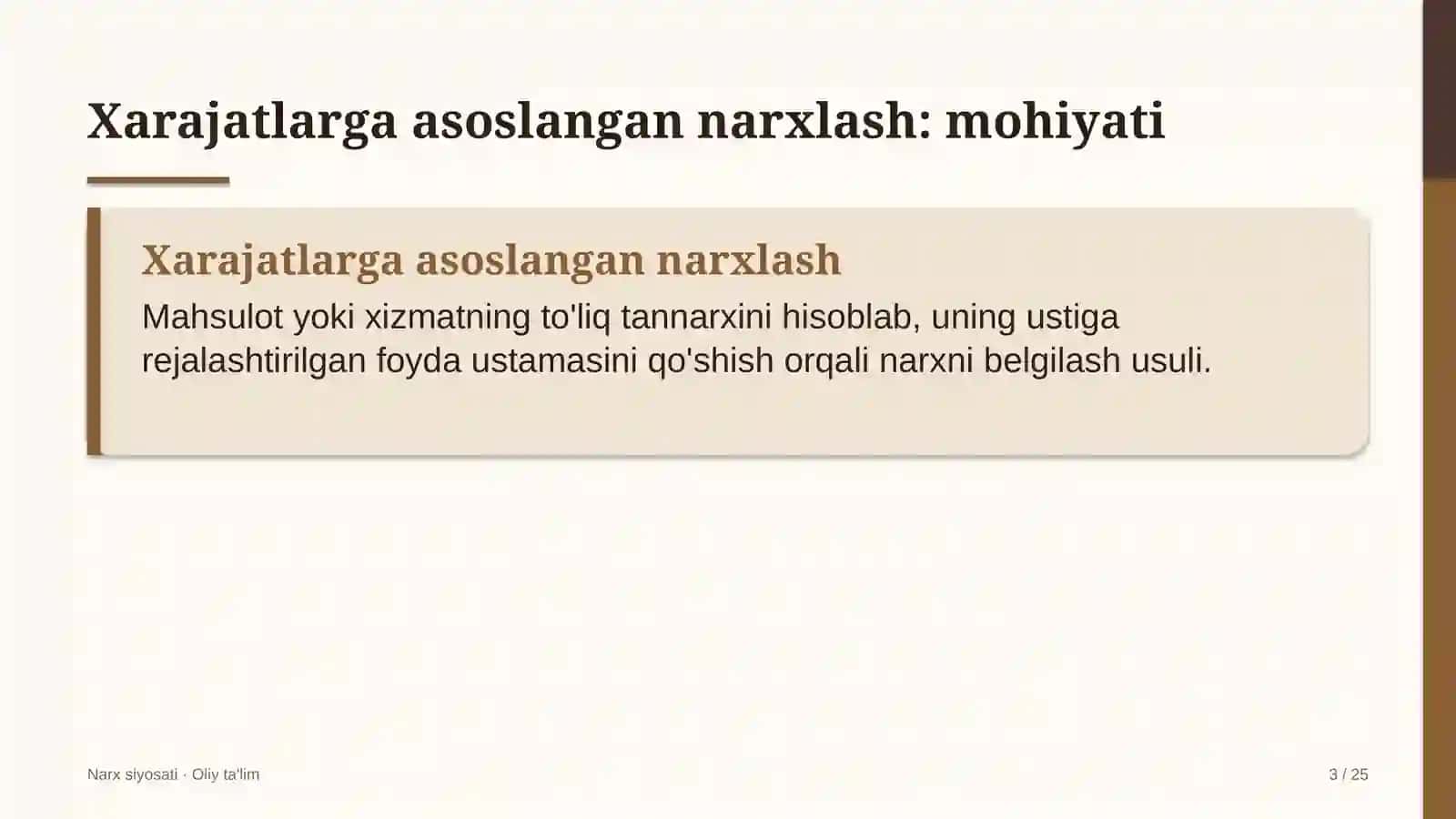melioratsiya tizimida xarajatlarga asoslangan narxlash 7069 3
