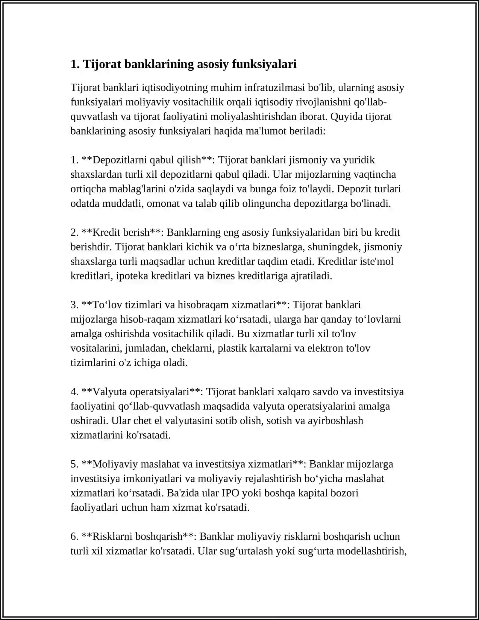 TIJORAT BANKLARINING OPERATSIYALARI 3