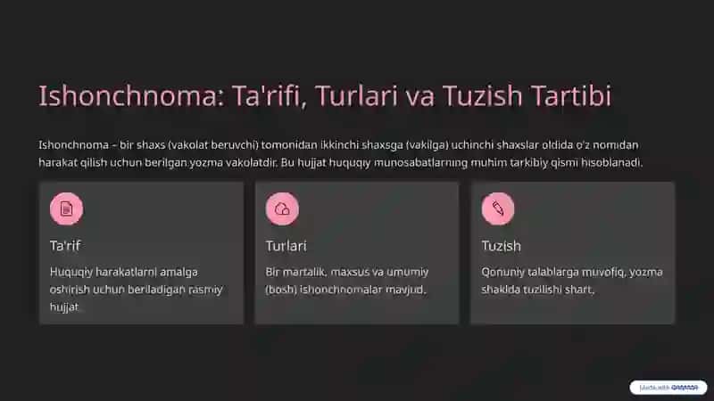 Vakillik va ishonchnoma: Asosiy Tushunchalar va Qo'llanish 3