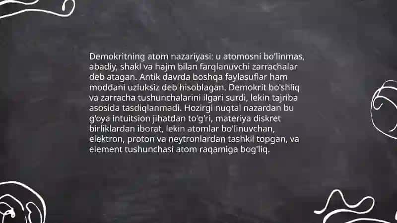 Dastlabki kimyoda atom va element tushunchalari. Ularni hozirgi zamon nuqtai nazaridan baholash 3