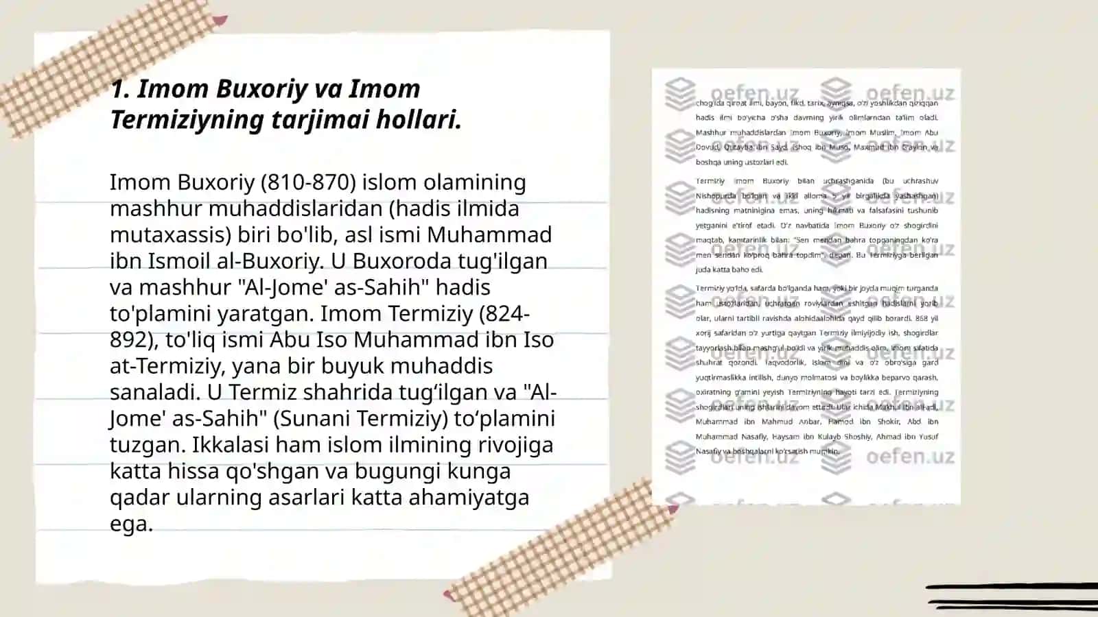Imom Buxoriy va Imom Termiziy hadis ilmiga qòshgan qiyosiy tahili 3