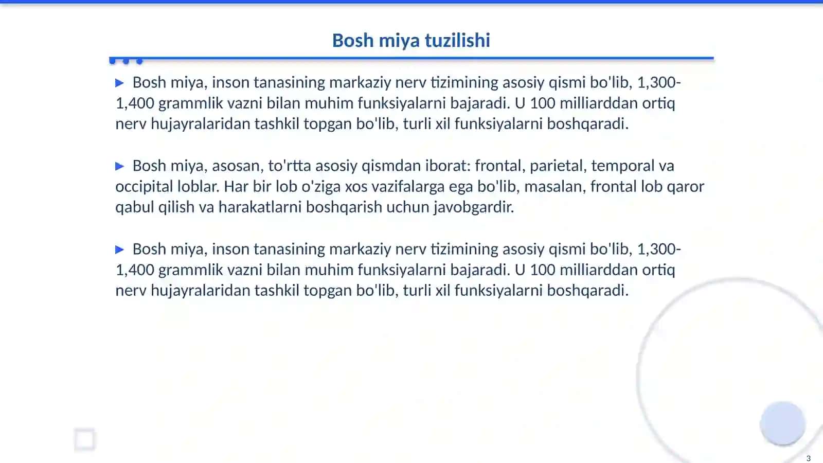 Bosh miya va orqa miya anatomiyasi 3