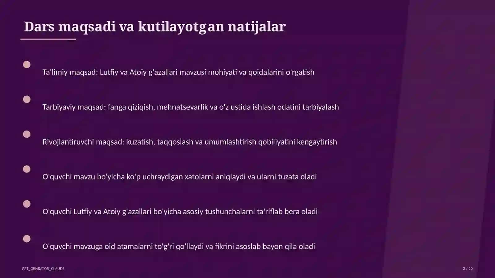 Lutfiy va Atoiy g'azallari (10-sinf) 3