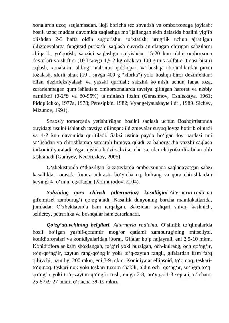 Sabzi kasalliklari va ularga qarshi kurash choralari 3