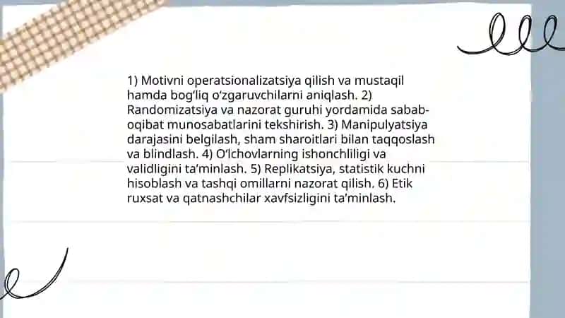 Motivlarni aniqlashga qaratilgan eksperimental metodlar 3