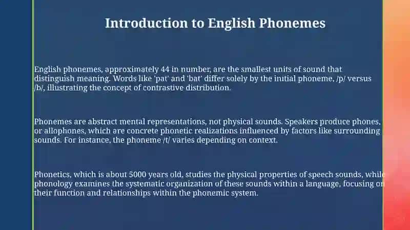 The system of vowel and consonant phonemes in English 3